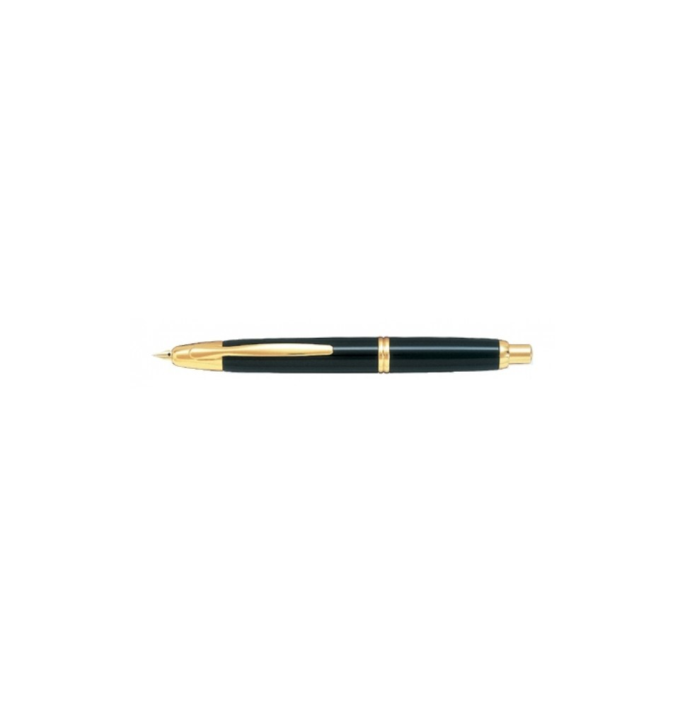 PILOT PLUMA ESTILOGRÁFICA PILOT CAPLESS 1500 NEGRO BRILLO CON DETALLES DORADOS. PLUMÍN ORO 18K. TRAZO FINO.