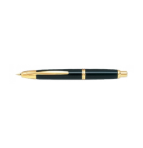 PILOT PLUMA ESTILOGRÁFICA PILOT CAPLESS 1500 NEGRO BRILLO CON DETALLES DORADOS. PLUMÍN ORO 18K. TRAZO FINO.