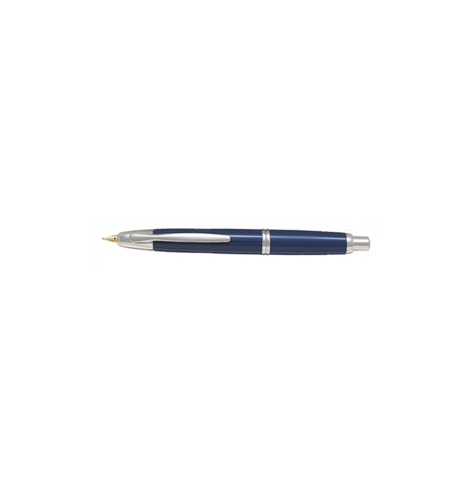 PILOT PLUMA ESTILOGRÁFICA RETRÁCTIL CAPLESS 1500 AZUL . CUERPO DE RESINA. PLUMÍN DE ORO DE 18 KILATES. ANILLO, CLIP Y DETALLES B